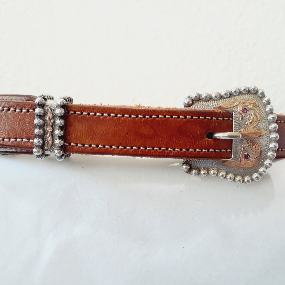Rare Vintage VOGT Sterling & Ruby Horse Hair Western Belt